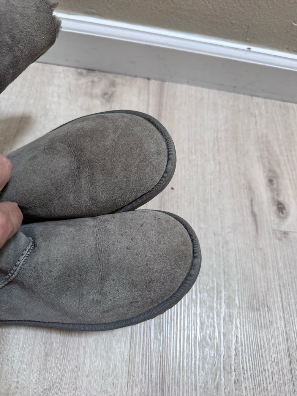 UGG Women's Tall Button Boot in Gray Suede with Sparkle Buttons - Picture 4 of 5